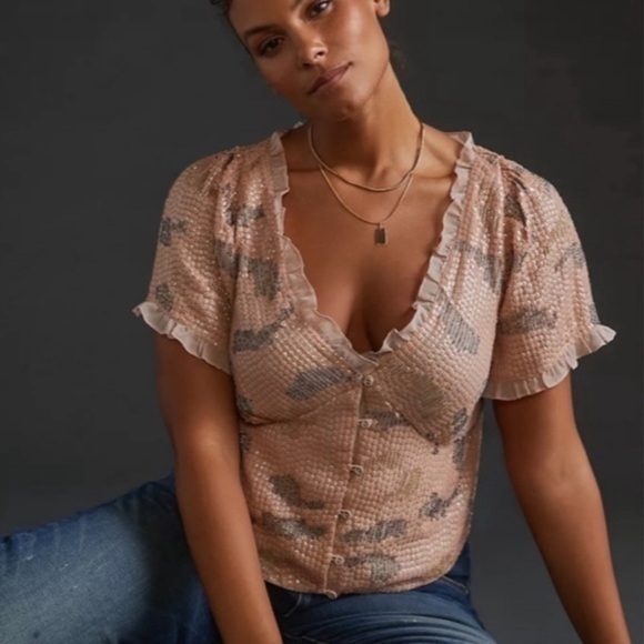 Anthropologie Forever That Girl Sequin Top - Picture 1 of 6
